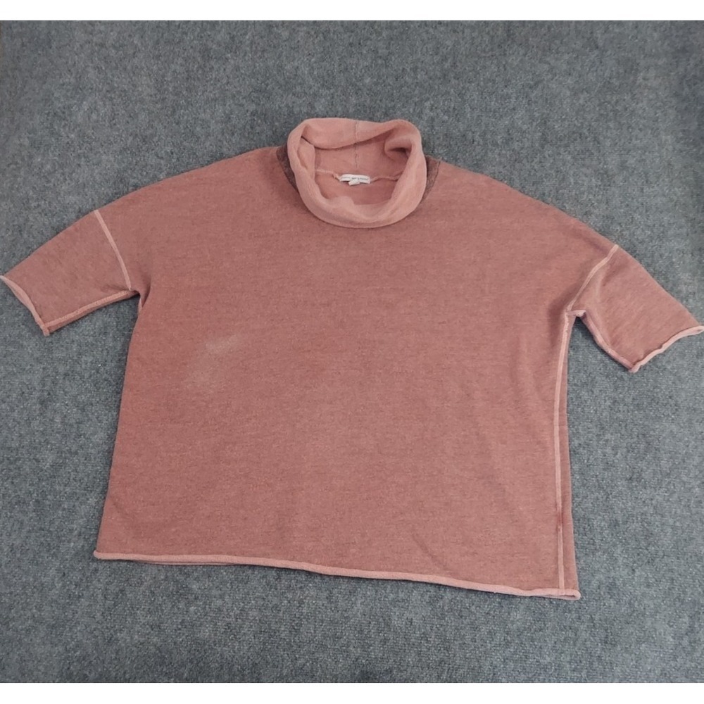 James Perse Sweater womens 2 Pink Short Sleeve Turtle Neck USA Sweatshirt